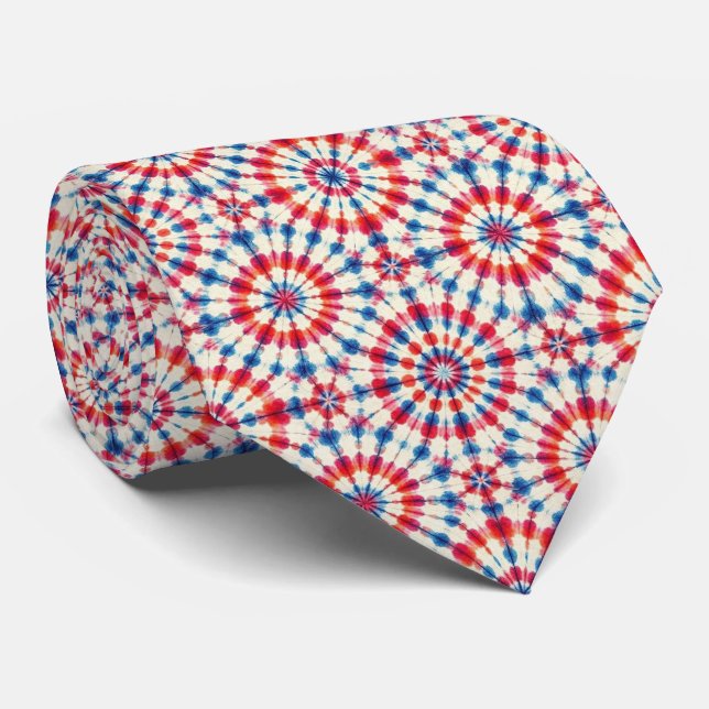 Patriotiskt Psykedeliskt Tie-Dye Mönster Slips (Rullad)
