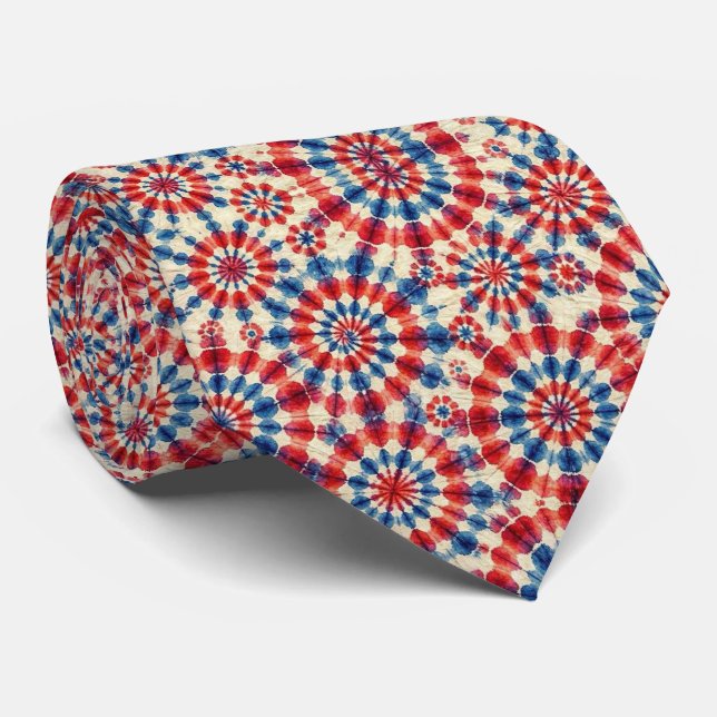 Patriotiskt Psykedeliskt Tie-Dye Mönster Slips (Rullad)