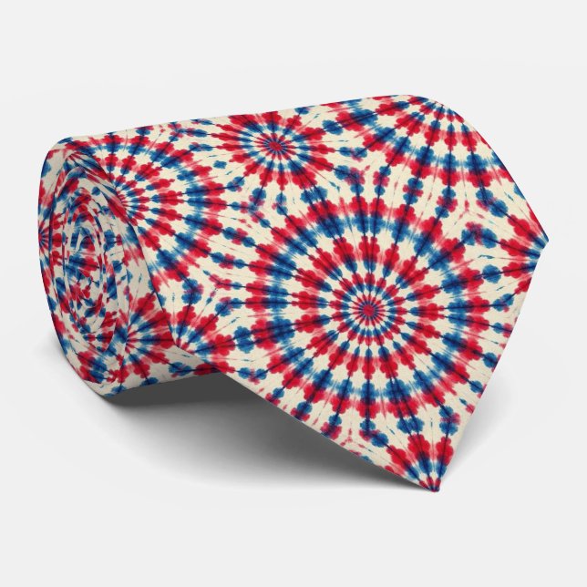 Patriotiskt Psykedeliskt Tie-Dye Mönster Slips (Rullad)
