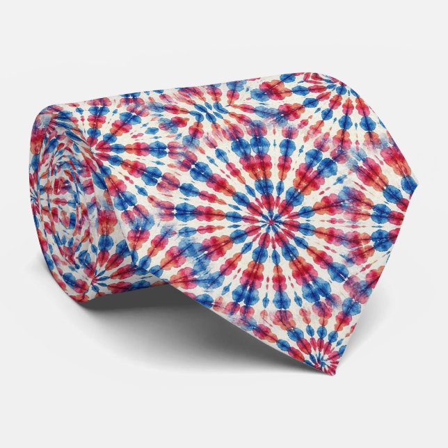 Patriotiskt Psykedeliskt Tie-Dye Mönster Slips (Rullad)