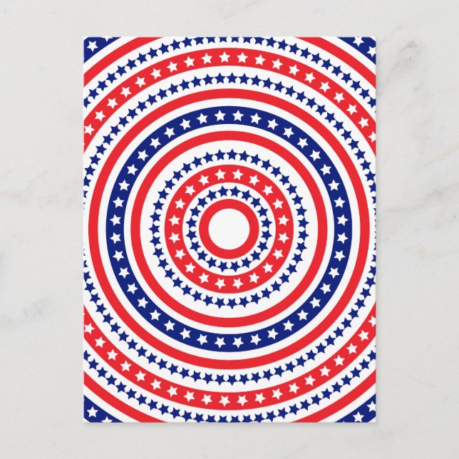 Patriotiskt ringmönster helg vykort (Framsida)