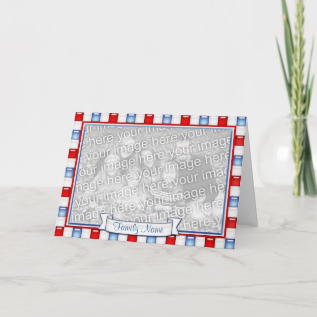 Patriotiskt röd, för vit- och blåttfotoram kort (Framsida)