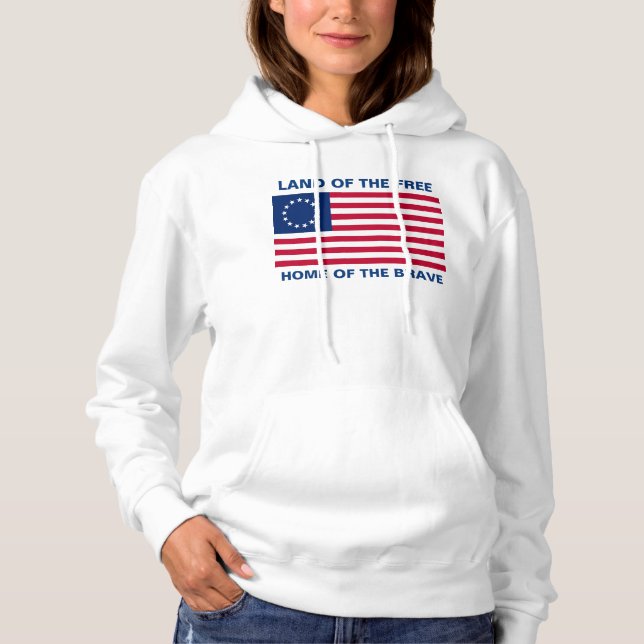 Patriotiskt rött vitt blått för Betsy Ross T Shirt (Framsida)