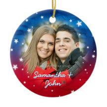 Patriotiskt rött vitt blått stjärnajulfoto