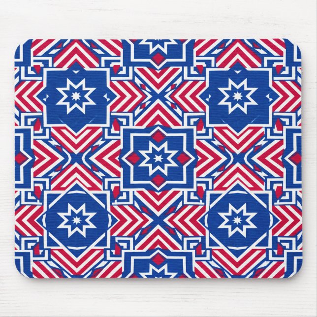 Patriotiskt rött vitt och blått mönster musmatta (Framsidan)