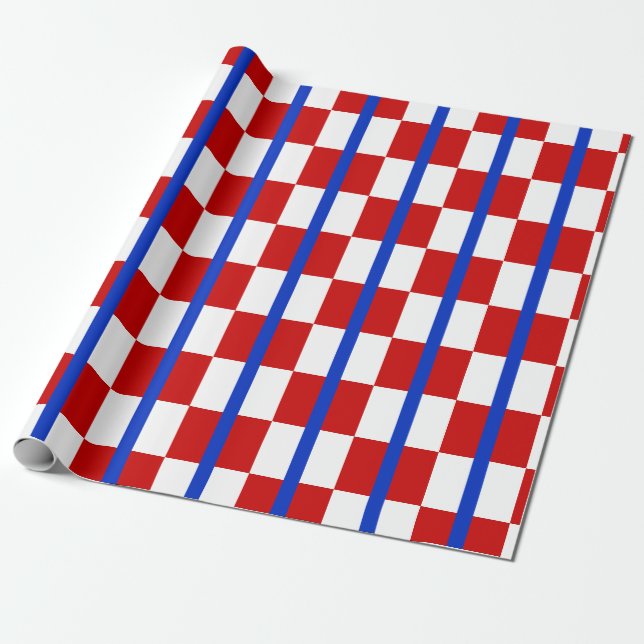 Patriotiskt rutigt inslagspapper presentpapper (Utrullad)