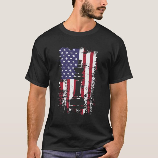 Patriotiskt Schack Kung Amerikansk Flagga T Shirt (Framsida)