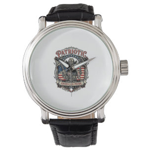 Patriotiskt Skelett Cowboy Mörk Patriot Skelett & Armbandsur