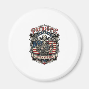 Patriotiskt Skelett Cowboy Mörk Patriot Skelett & Magnet