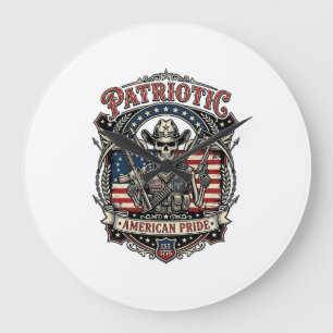 Patriotiskt skelett cowboy mörk patriot skelett & stor klocka