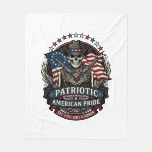 Patriotiskt skelett cowboy mörkt patriotiskt skele fleecefilt