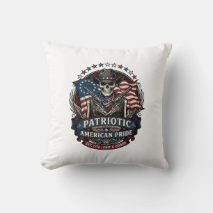 Patriotiskt skelett cowboy mörkt patriotiskt skele kudde
