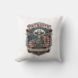 Patriotiskt skelett cowboy mörkt patriotiskt skele kudde