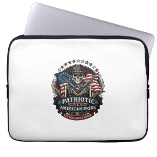 Patriotiskt skelett cowboy mörkt patriotiskt skele laptop fodral