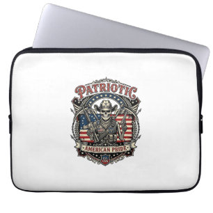 Patriotiskt skelett cowboy mörkt patriotiskt skele laptop fodral