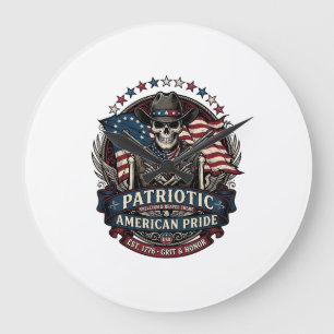 Patriotiskt skelett cowboy mörkt patriotiskt skele stor klocka