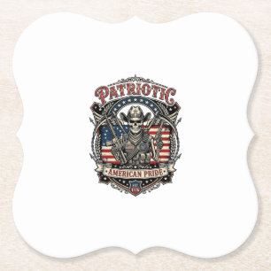 Patriotiskt skelett cowboy mörkt patriotiskt skele underlägg papper