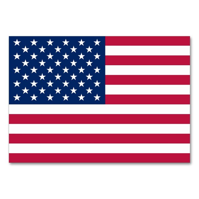 Patriotiskt, speciellt bord-kort med Flagga av USA Bordsnummer (Framsidan)