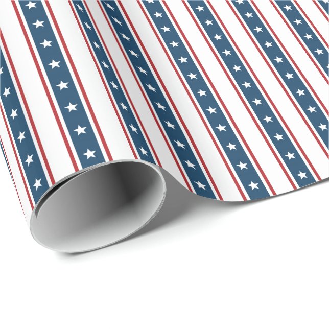 Patriotiskt stars och stripesmönster för amerikan presentpapper (Rullad Hörn)