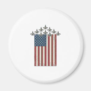 Patriotiskt stridsflygplansflagg vintage gravyr de magnet