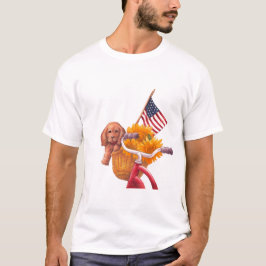 Patriotiskt tema med marionett, Flagga och solros T Shirt