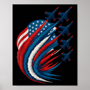 Patriotiskt USA-flagga Jaktplan Pojkar Flickor 4T Poster