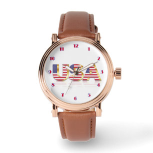 Patriotiskt USA Flagga Urklocka Armbandsur
