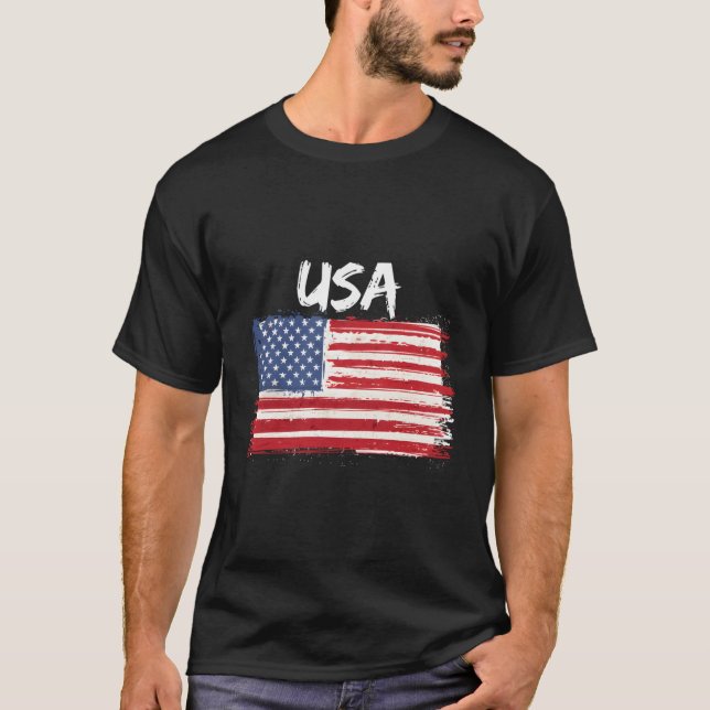 Patriotiskt USA med amerikansk Flagga i USA T Shirt (Framsida)