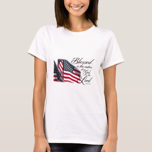Patriotiskt välsignat är nationen t shirt (Framsida)