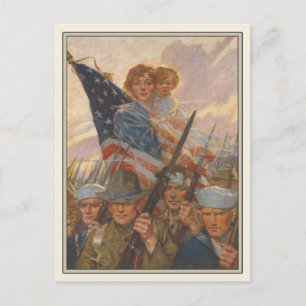 Patriotiskt vykort med WWII Propaganda-Poster