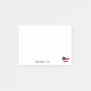  Patriotism Amerika USA flagga Heart-Anpassningsba Post-it Block