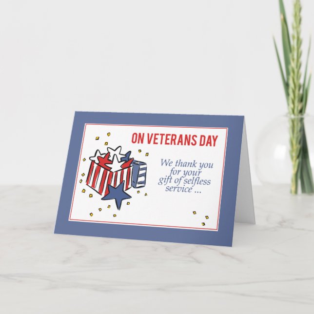 Patriotism Tack Gift box med stjärnor Kort (Framsida)