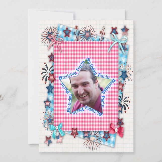 Patriotiv Födelsedagsfest inbjudan (Framsida)