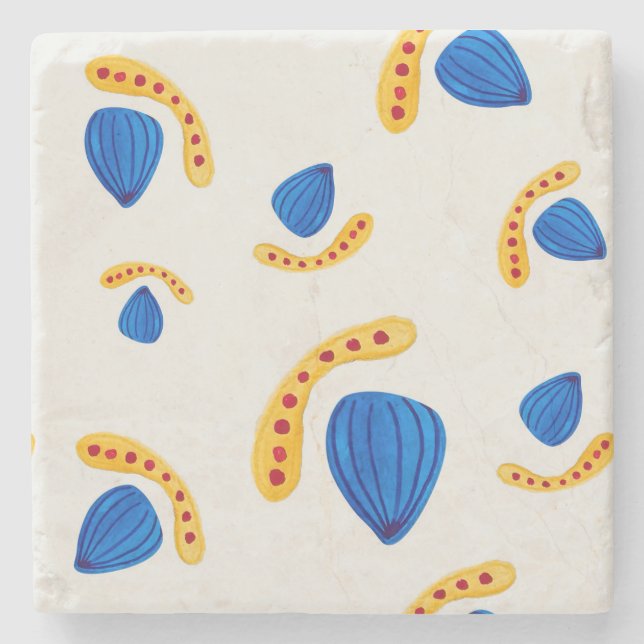 Patrón boho  pintado a mano amarillo y azul stenunderlägg (Framsidan)