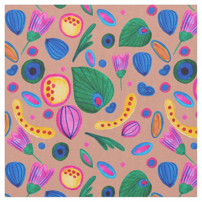 Patrón cozy boho terracota  tyg (Närbild)