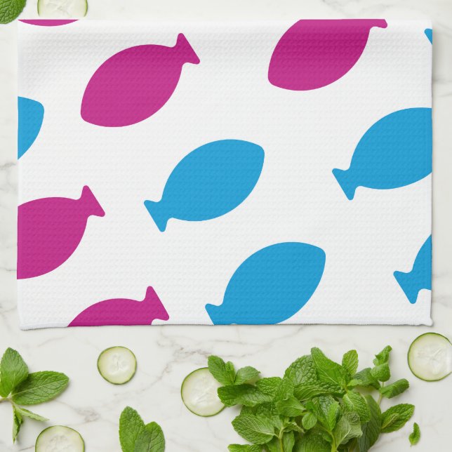 Patrón de peces de colores kökshandduk (Vikta)