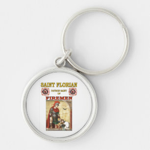 PATRON SAINT OF FIREMEN RUND SILVERFÄRGAD NYCKELRING
