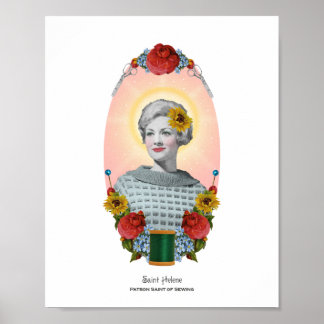 Patron Saint of Sewing Retro Art Print 8x10 Poster