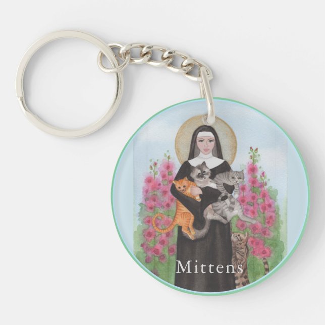 Patron St of Cats Keychain Memorial Din text (Framsidan)