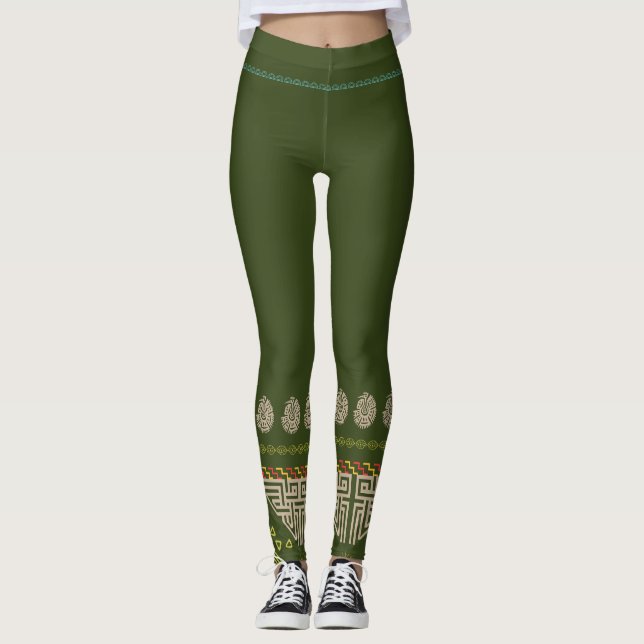 Patrón Tribal Étnico y Cultural | Boho Chic yoga Leggings (Framsida)