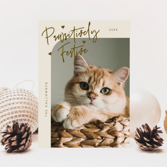 Påtsivt Festive Cat Photo Cream-julen Julkort (Skapare uppladdad)