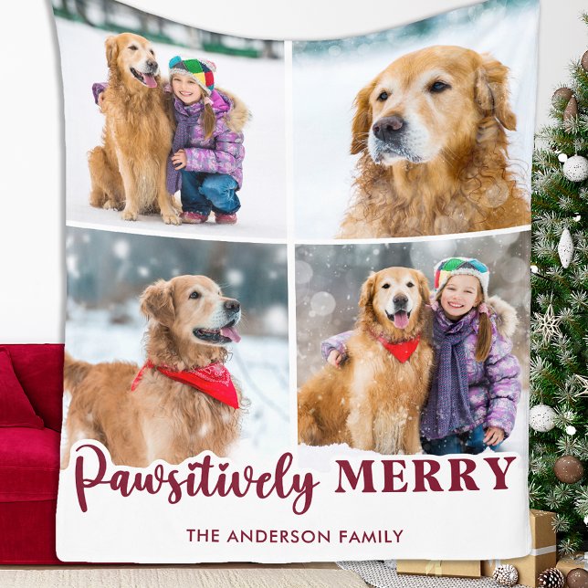 Påtsivt merry Personlig Pet Photo jul Fleecefilt (Skapare uppladdad)