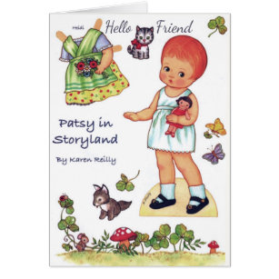Patsy in Storyland Papper Doll klippte ut klädekor Hälsningskort
