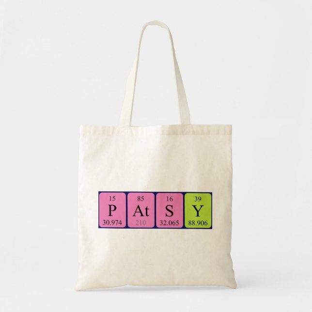 Patsy periodisk bord namn tote bag tygkasse (Framsidan)