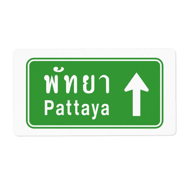 Pattaya Ahead ⚠ Thai Highway Traffic Sign ⚠ Fraktsedel (Framsidan)