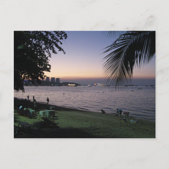 Pattaya Beach Sunset ... Chonburi, Thailand Vykort (Framsida)