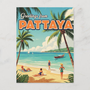 Pattaya Beach Thailand Travel Vykort