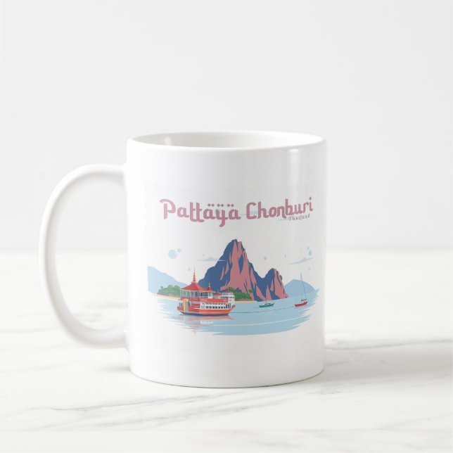 Pattaya Chonburi Thailand Pastel Travel Kaffemugg (Vänster)
