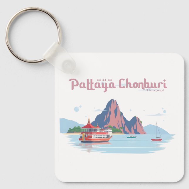 Pattaya Chonburi Thailand Pastel Travel Nyckelring (Framsida)