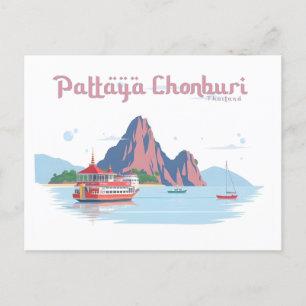 Pattaya Chonburi Thailand Pastel Travel Vykort